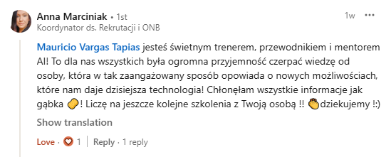 Opinia Anny Marciniak po warsztacie AI dla FIEGE Poland