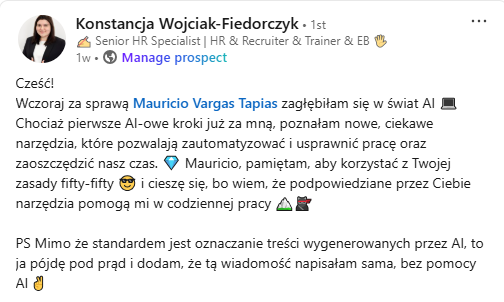 Opinia Konstancji Wojciak-Fiedorczyk po warsztacie AI dla FIEGE Poland